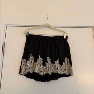 Black Shorts with Lace Trim
